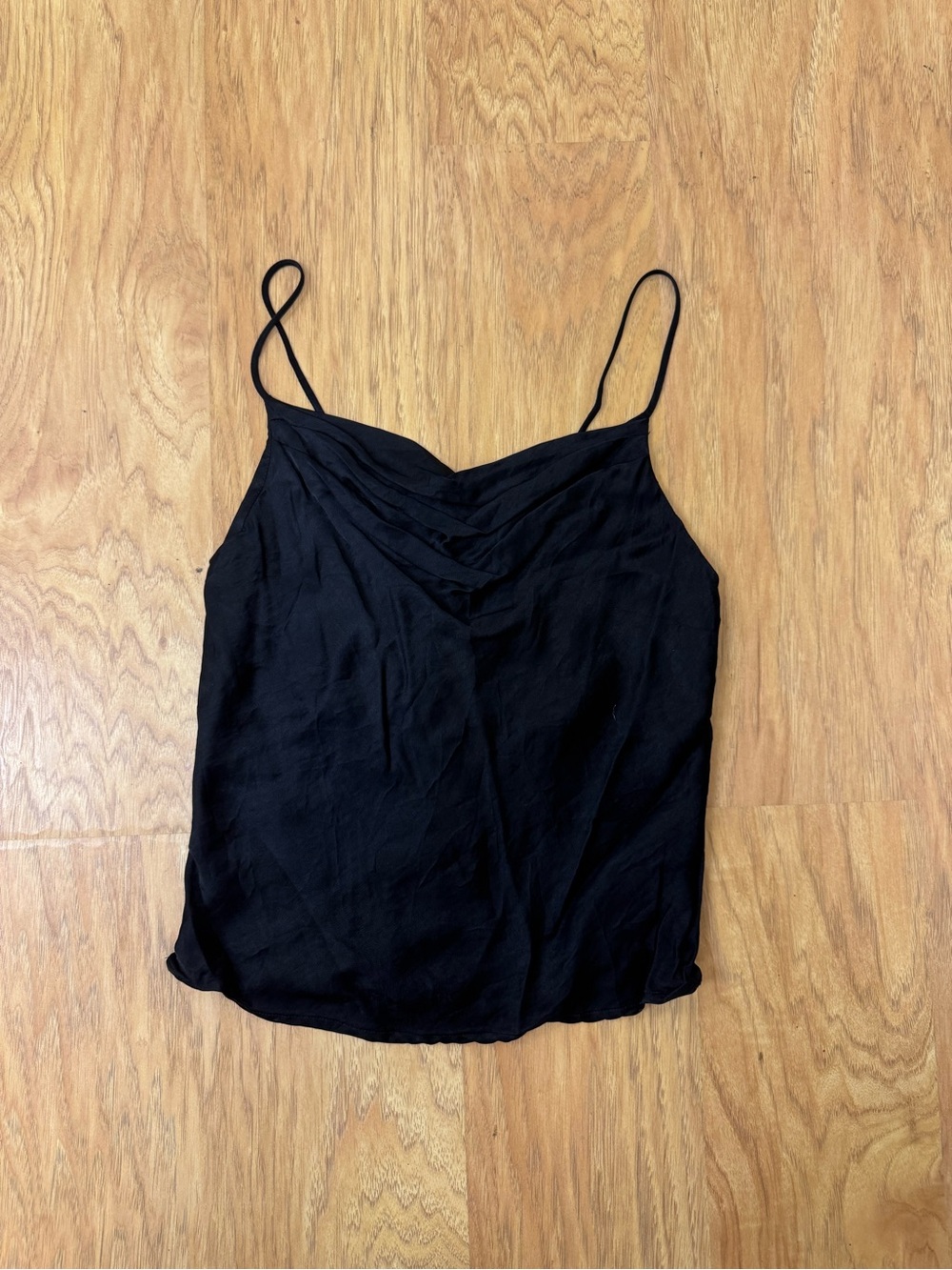 Zara Black Cowl Neck Spaghetti Strap Tank Top Blouse